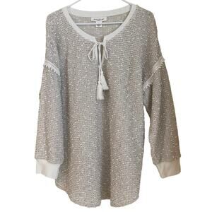 Skye’s The Limit Cream Boucle L/S Drop Shoulder Top, Size 1X